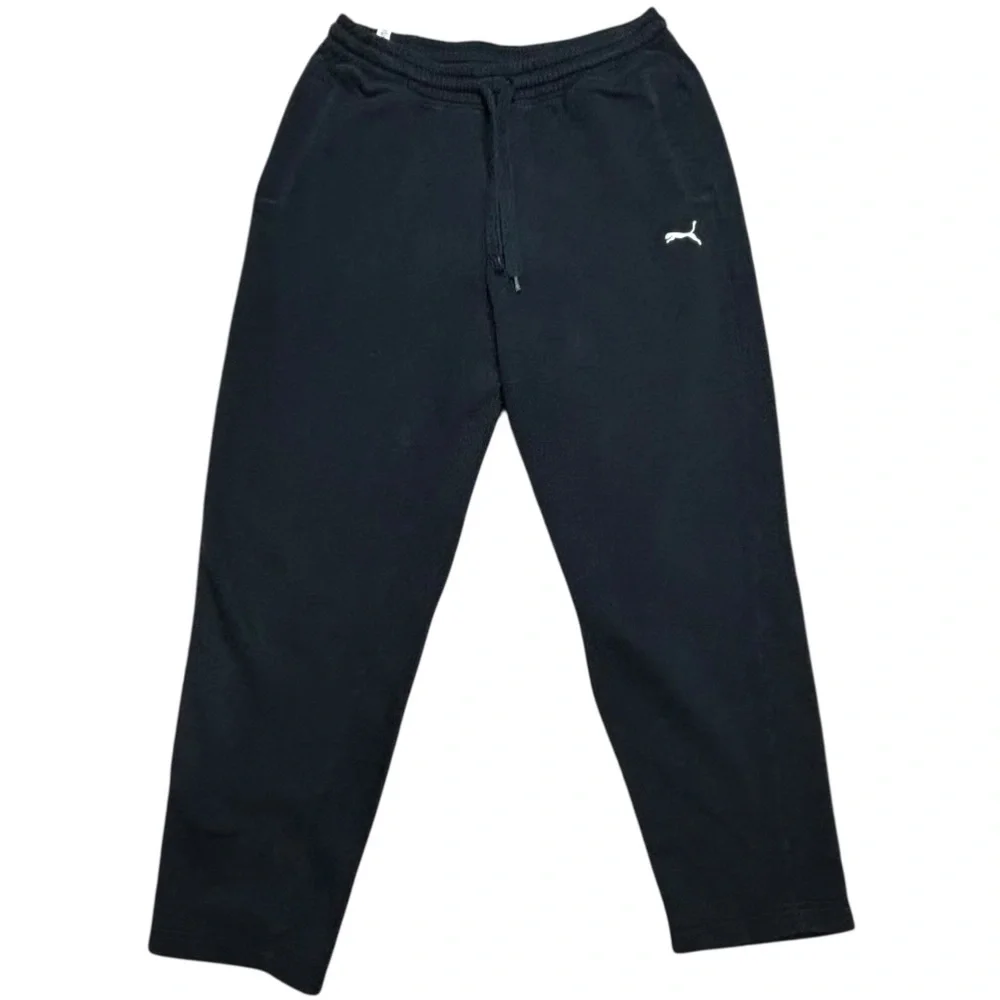 Puma Black 2 Pocket Elastic Drawstring Waist White Embroider Logo Track Pant XL - Picture 6 of 6